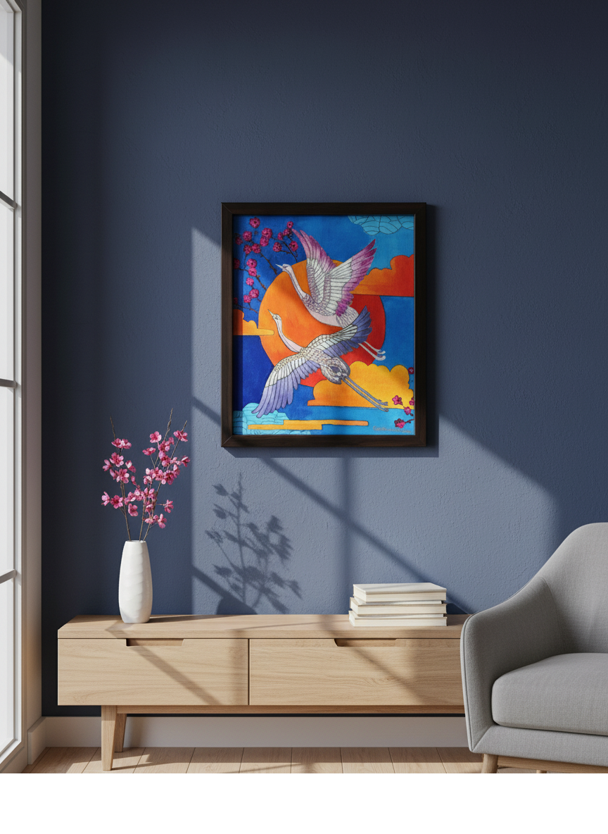 Mockup of Crane Painting in a modern office