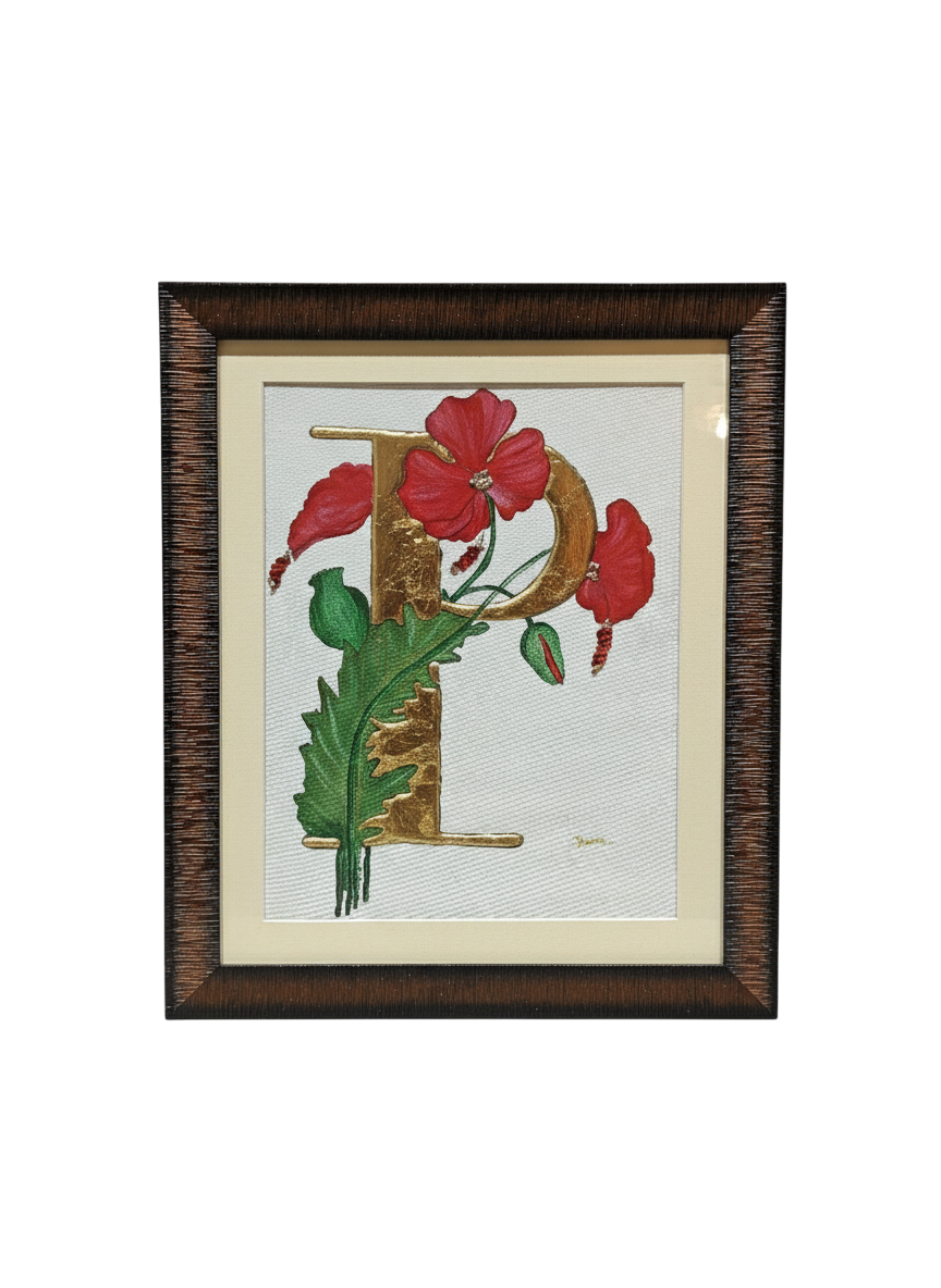 Handcrafted floral monogram letter 'P'
