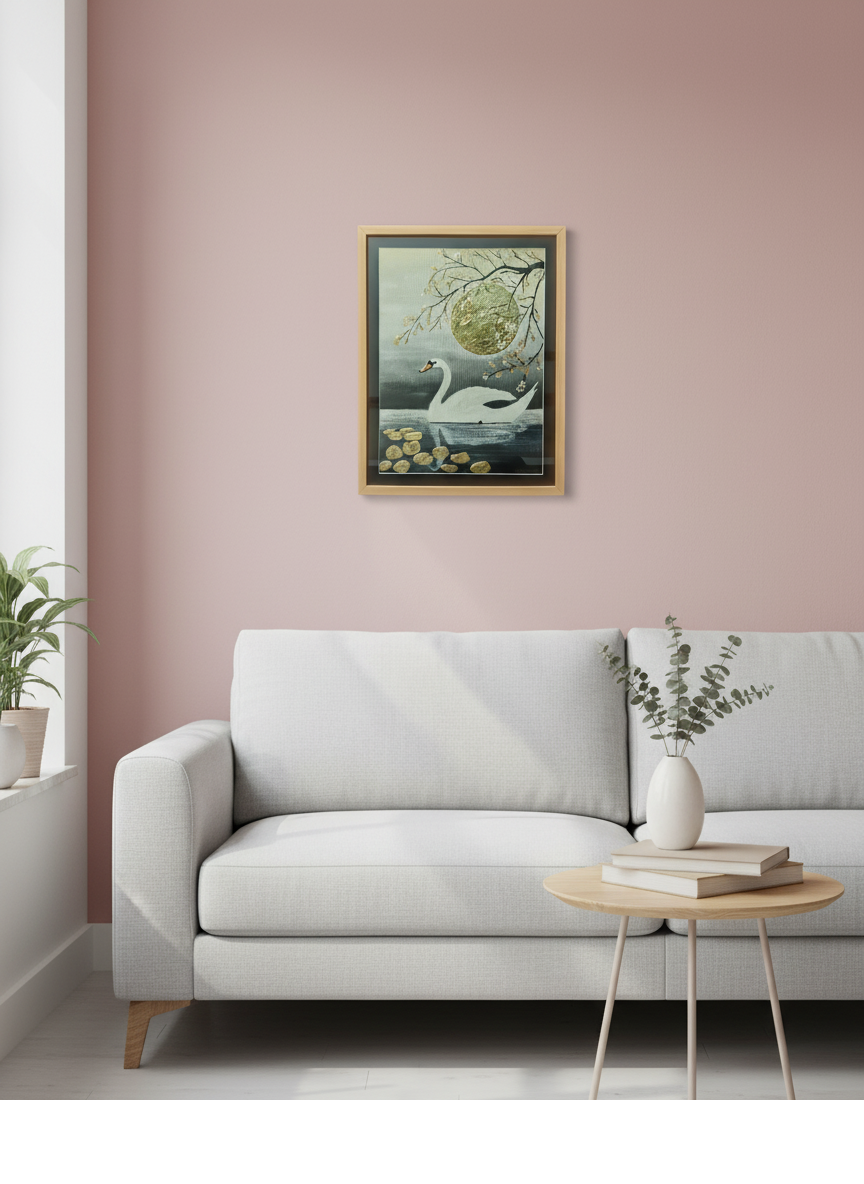 Close-up detail of 24K gold leaf on The Golden Swan